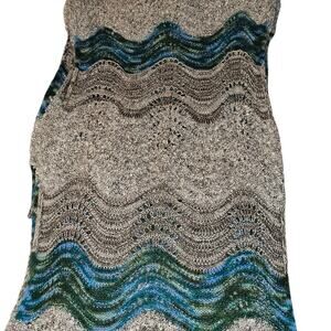 Echo Knit Scarf – 100” Cream, Brown, Green, Teal & Blue – Soft & Lightweight